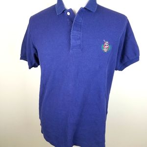Vintage Chaps Ralph Lauren Solid Navy Blue Mens L Polo Embroidered Short Sleeve